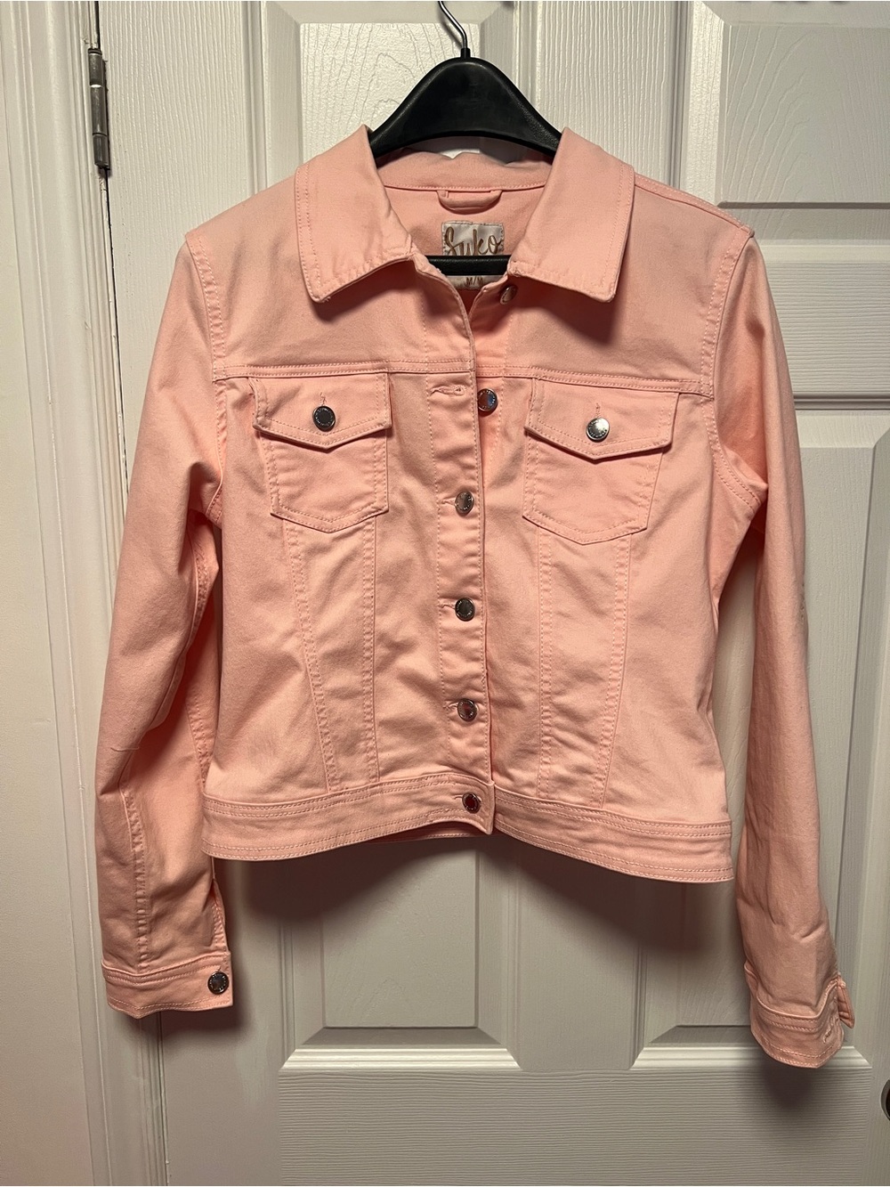 Light Pink Denim Jacket - Women's Casual Jean Jacket